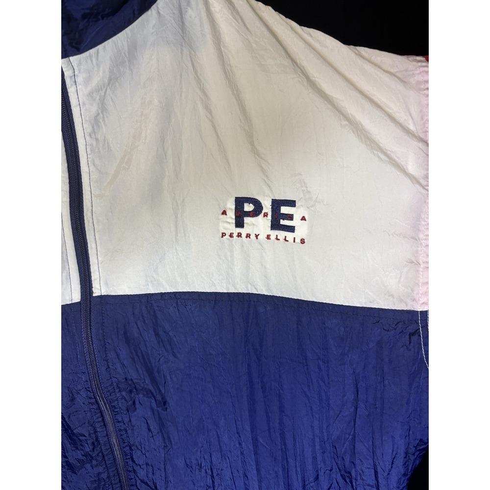 Vintage 90s Perry Ellis America Windbreaker Jacket Colorblock USA Mens L - Picture 2 of 12